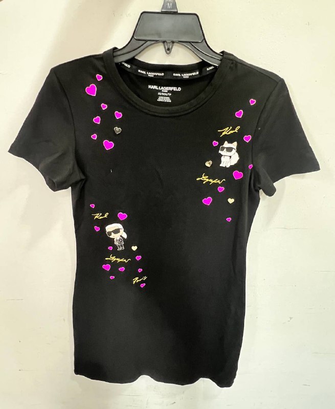 [S] KARL LAGERFELD BLACK CATE PINS T-SHIRT DRESS, L5WDB015-BLK (SKL1381)