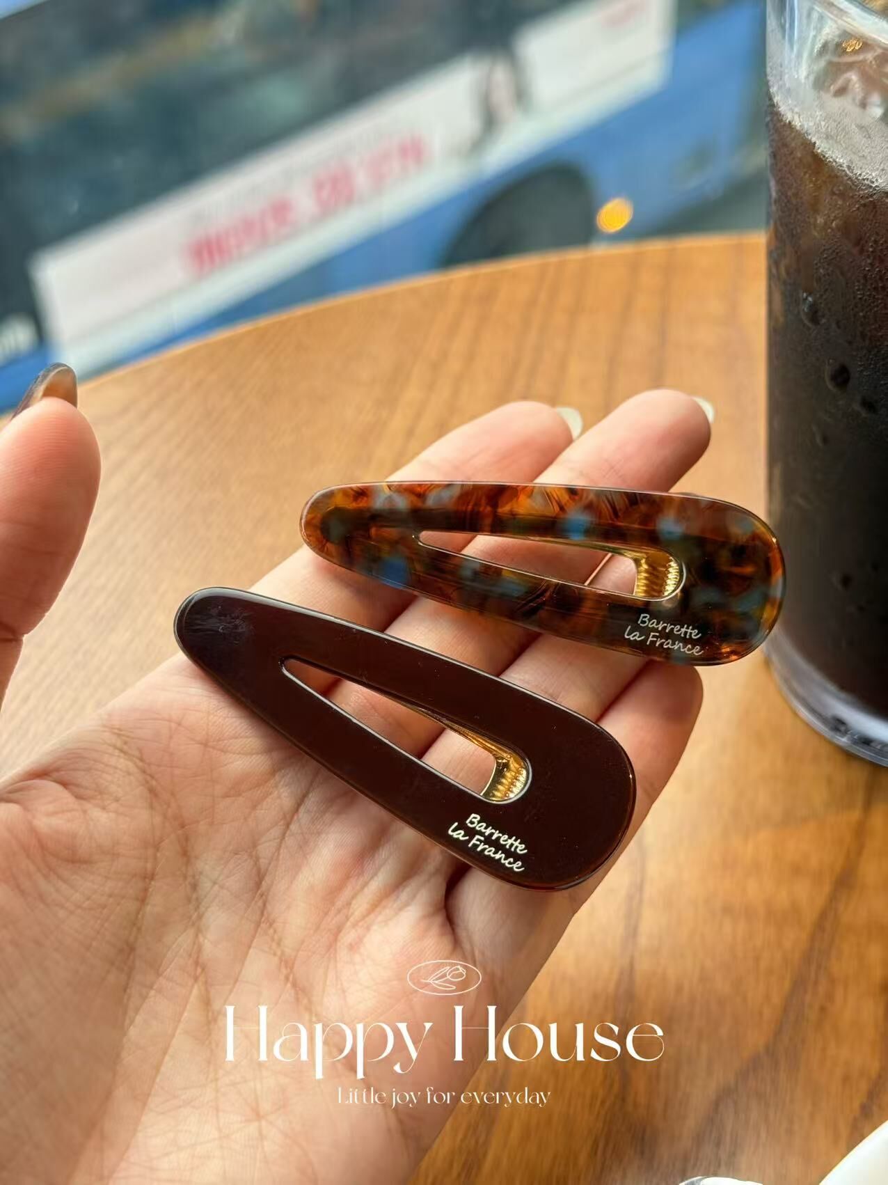 琥珀雙色髮夾set