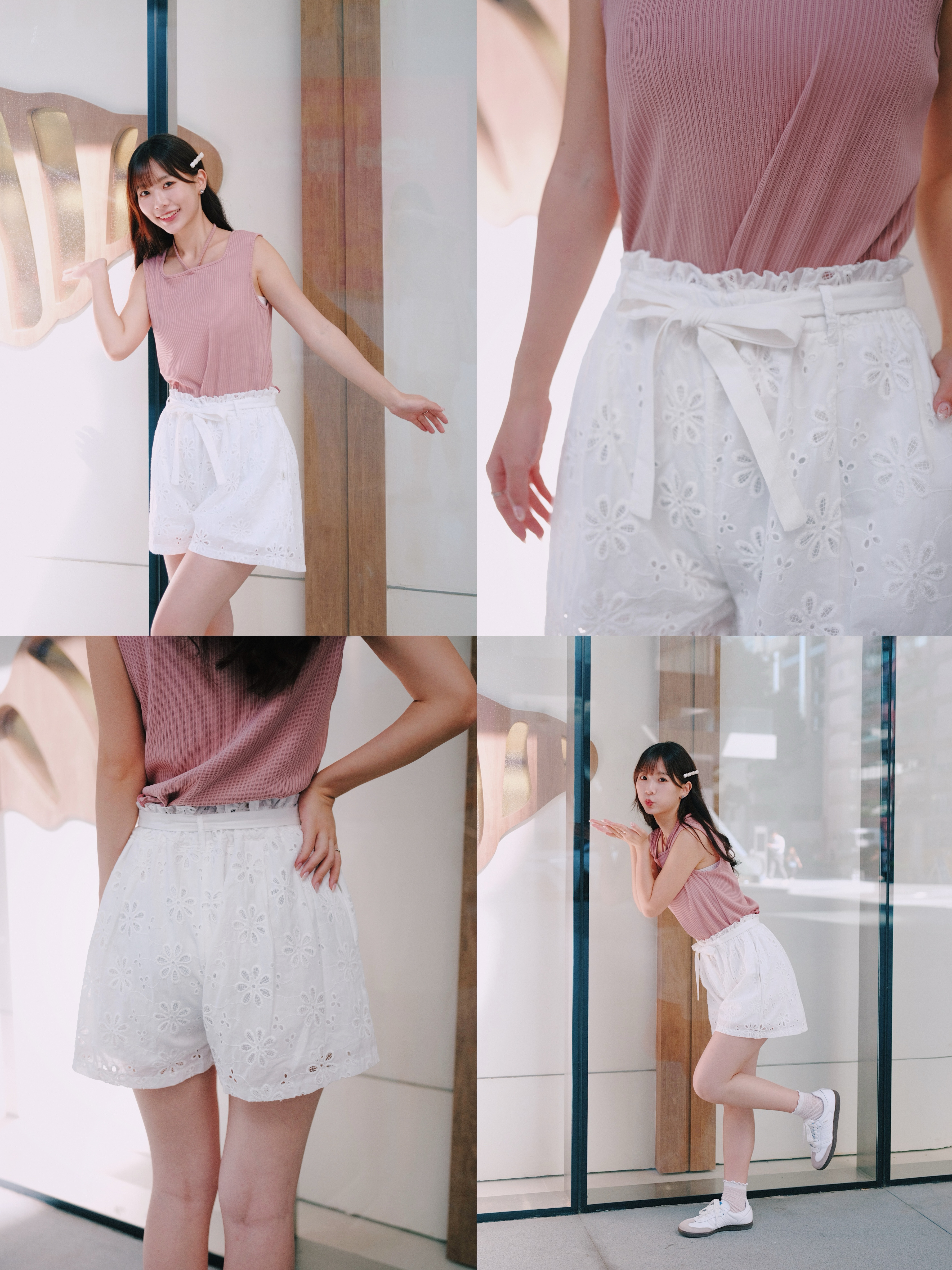 白色 / 度假感提花束腰短褲 / Resort Jacquard Paperbag Shorts