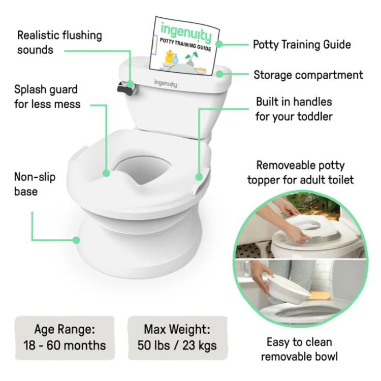 Ingenuity My Size Potty Pro | 2-in-1 Realistic Training Toilet with Sounds