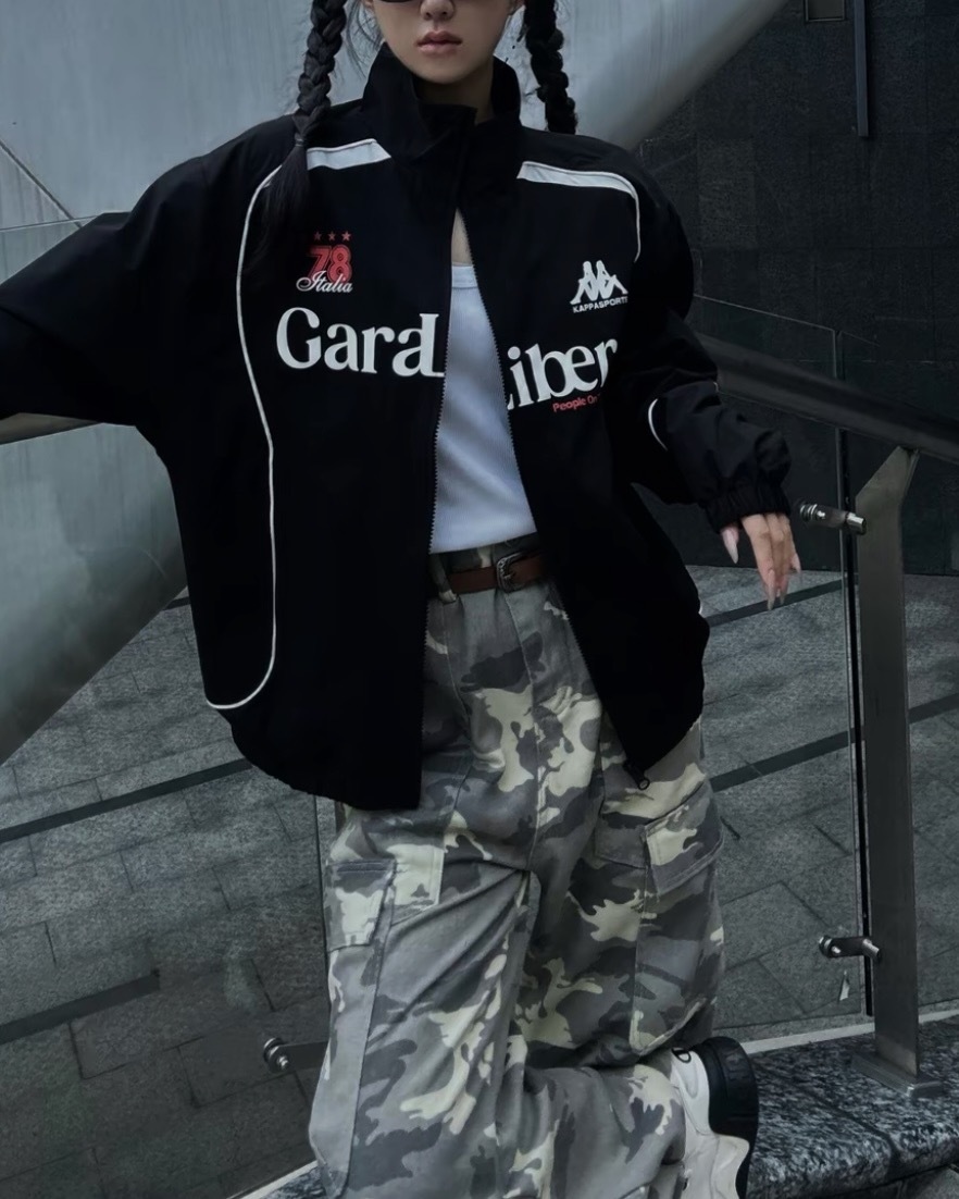 <超級帥🔥> Kappa 復古 印花 立領 運動 風衣 夾克