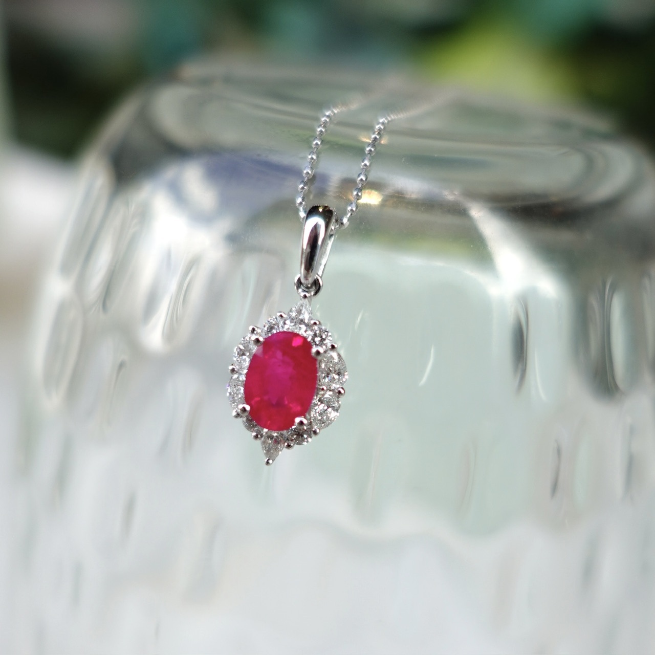 1.02ct緬甸產天然紅寶石18K金鑽石吊墜