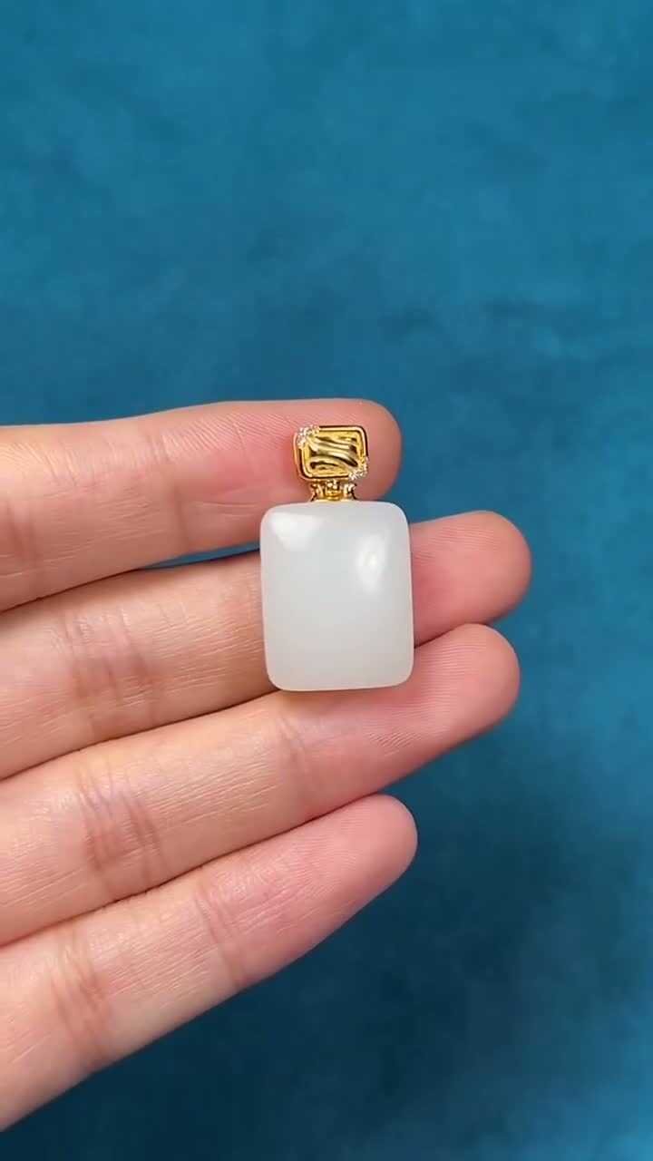 和田玉脂白平安扣,天然和田玉軟玉
