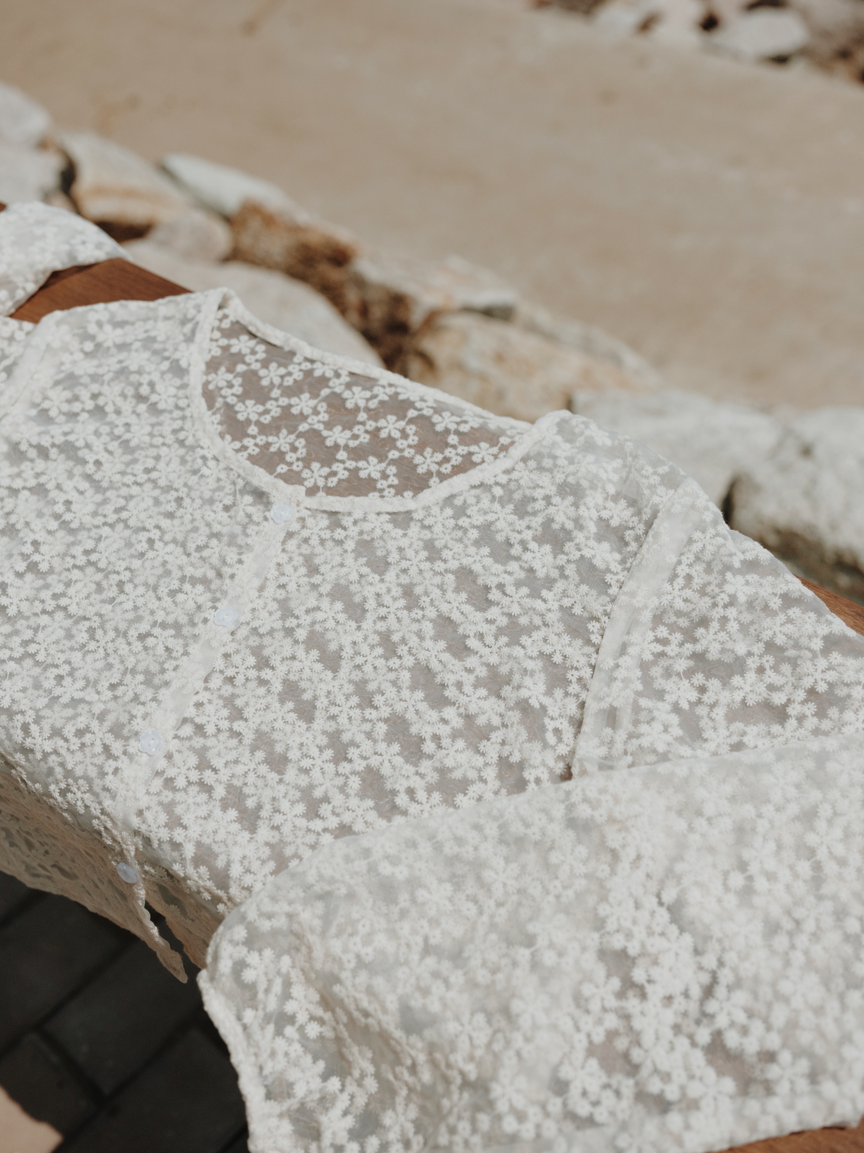 奶油色 / 滿天星透明泡泡袖外套 / Gypsophila Sheer Puff Sleeve Jacket