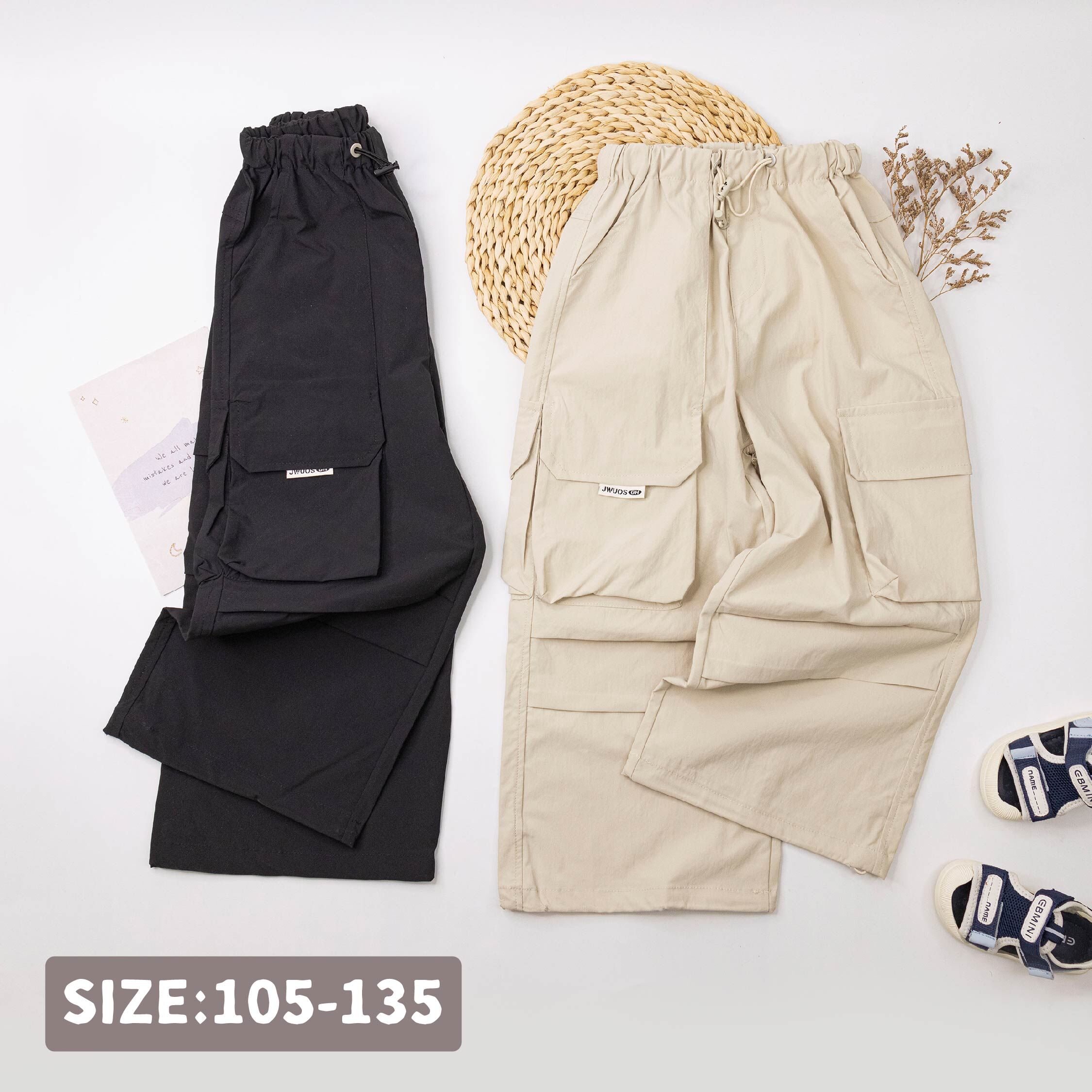 【H55340】帥氣造型口袋設計束口褲＊二色