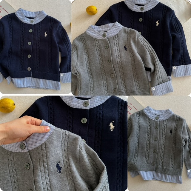 兒童小馬刺繡假兩件針織上衣-2502354