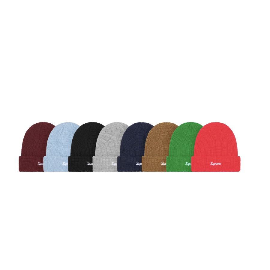 -(B05)-SUPREME LOOSE GAUGE BEANIE 字體 LOGO 毛帽 黑色/深藍/灰色/淺藍/酒紅/綠色/棕色/橘粉-FW25BN25