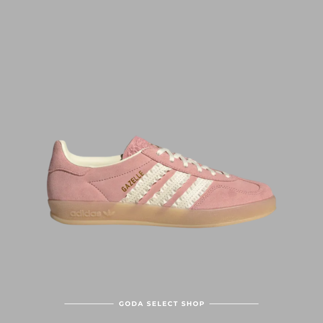 Adidas GAZELLE INDOOR 粉白 荷葉邊 麂皮 運動休閒鞋 JS1413