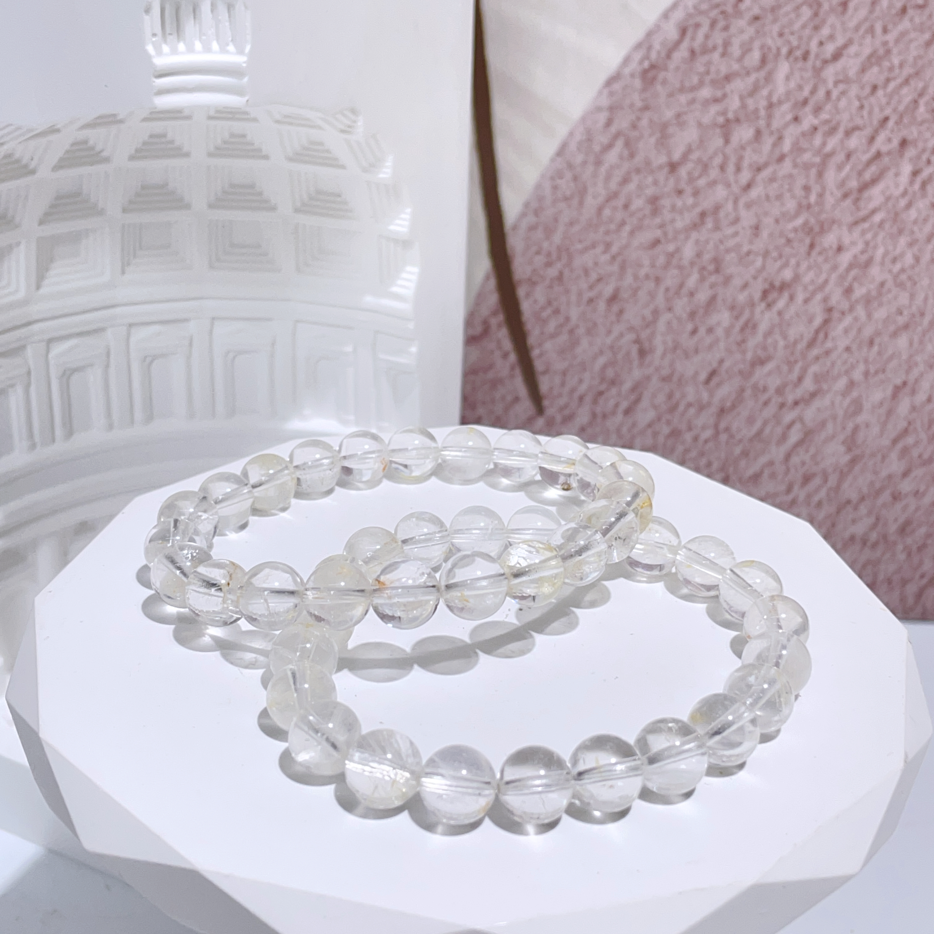 晶中晶白膠花手串 8mm+