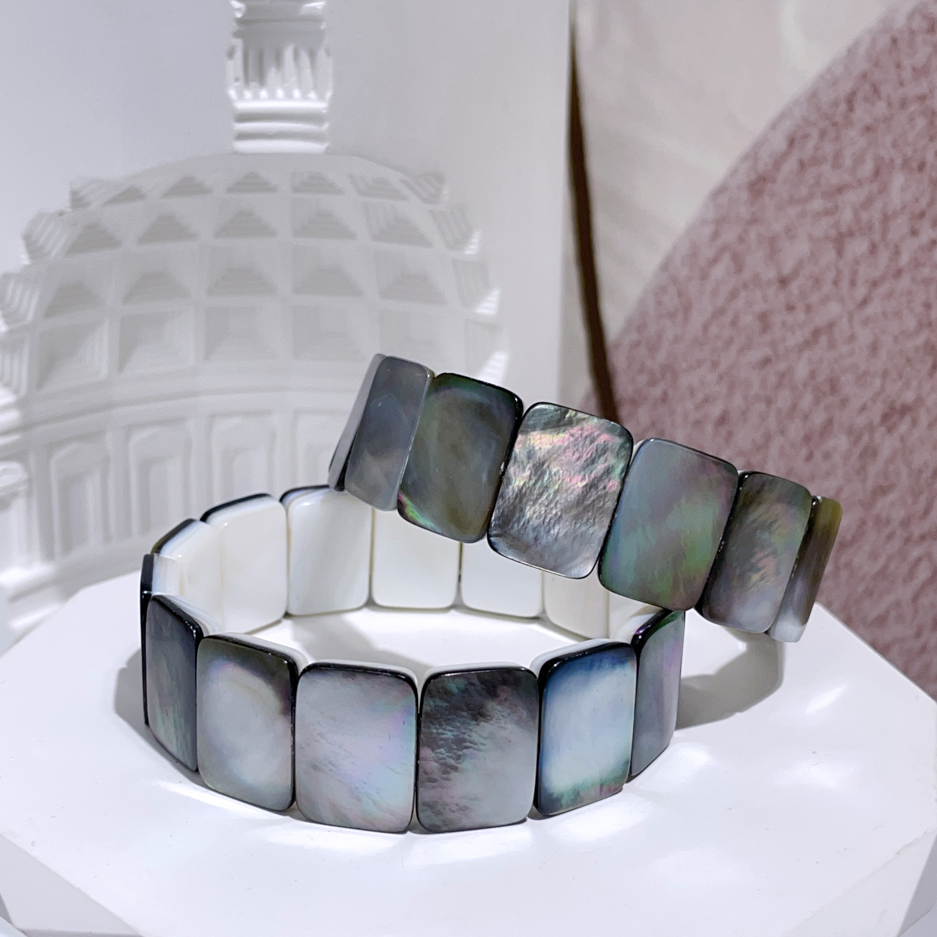 七彩黑貝母手排 18mm