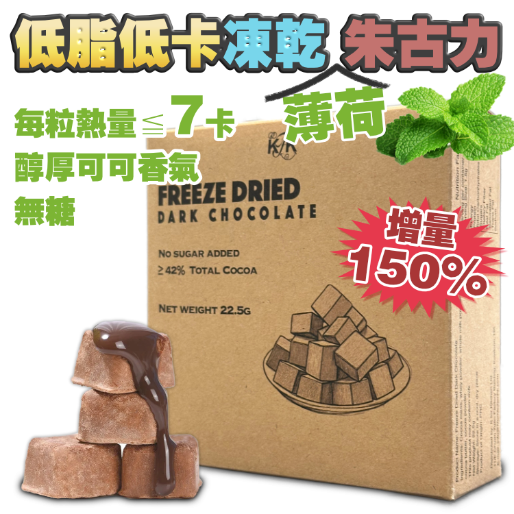 【$128/5盒・增量裝 +150%】低卡・無負擔・香濃凍乾薄荷朱古力