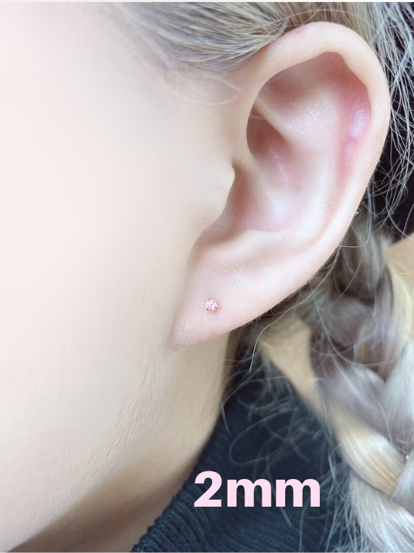 抗敏鋼 粉紅單鑽鎖珠式耳環(單支價)