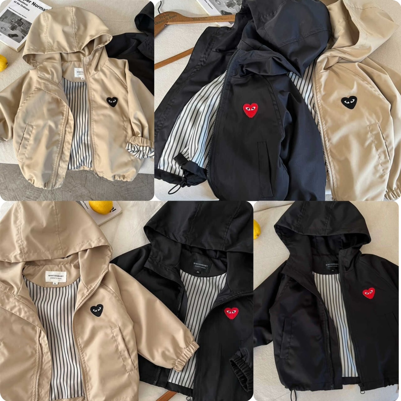 兒童胸前愛心刺繡連帽外套-2502356