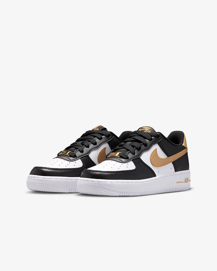 【預訂】 NIKE AIR FORCE 1 黑白金拼色-GS