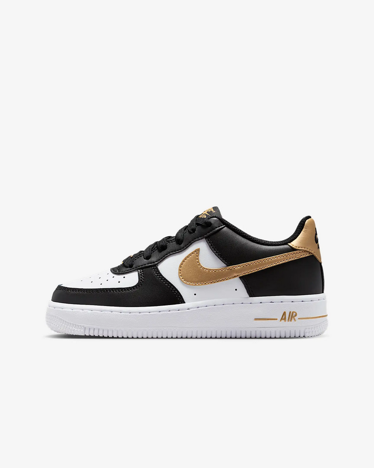 【預訂】 NIKE AIR FORCE 1 黑白金拼色-GS