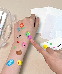 現 貨丨韓國大熱 DIY TATTOO MAKING SET 紋身貼紙套裝 1盒 8 色彩筆 & 4 張印水貼紙