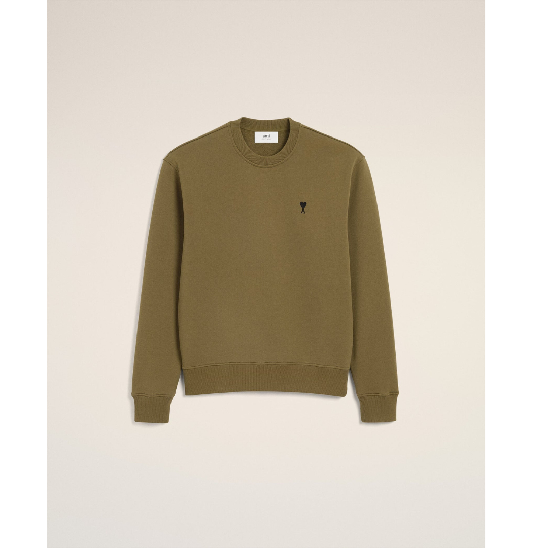 1LN0902-093 AMI Paris Cotton Ami De Coeur Sweatshirt Green #HSW763.730.298 (C-BR-E)