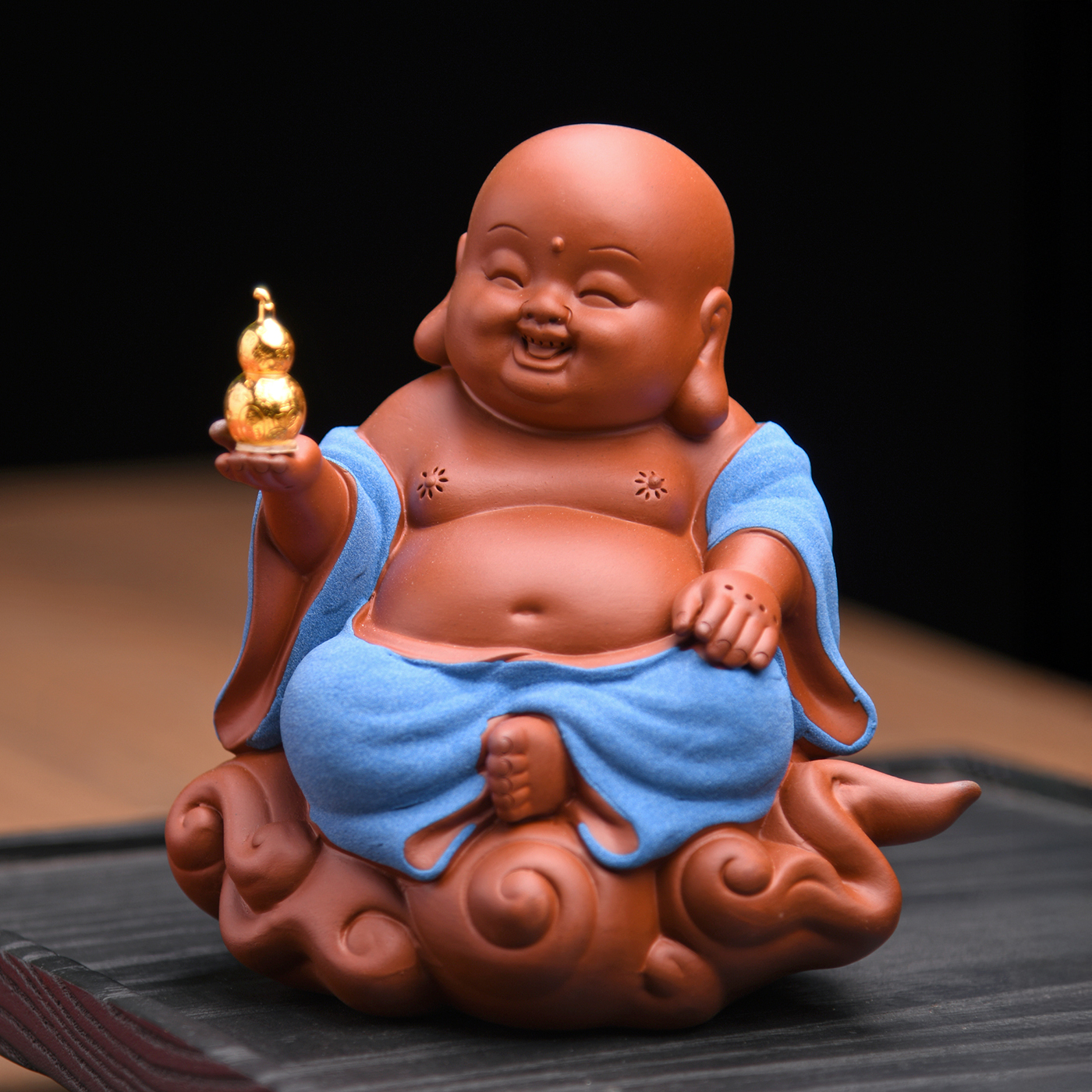 傳藝工坊- 『大肚招財彌勒』彩砂陶金屬配件彌勒佛共兩款可以選擇