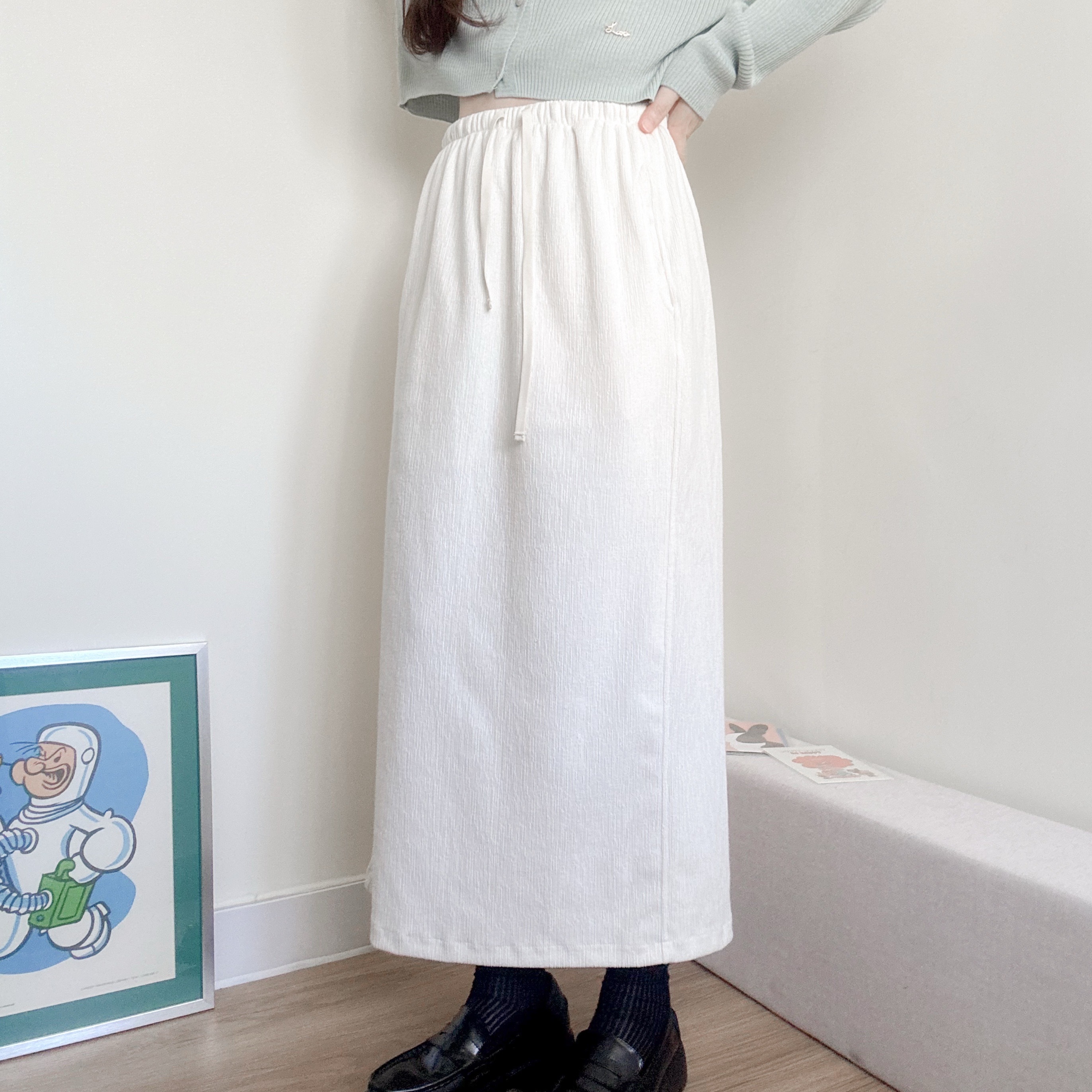 休閑後開叉直身裙