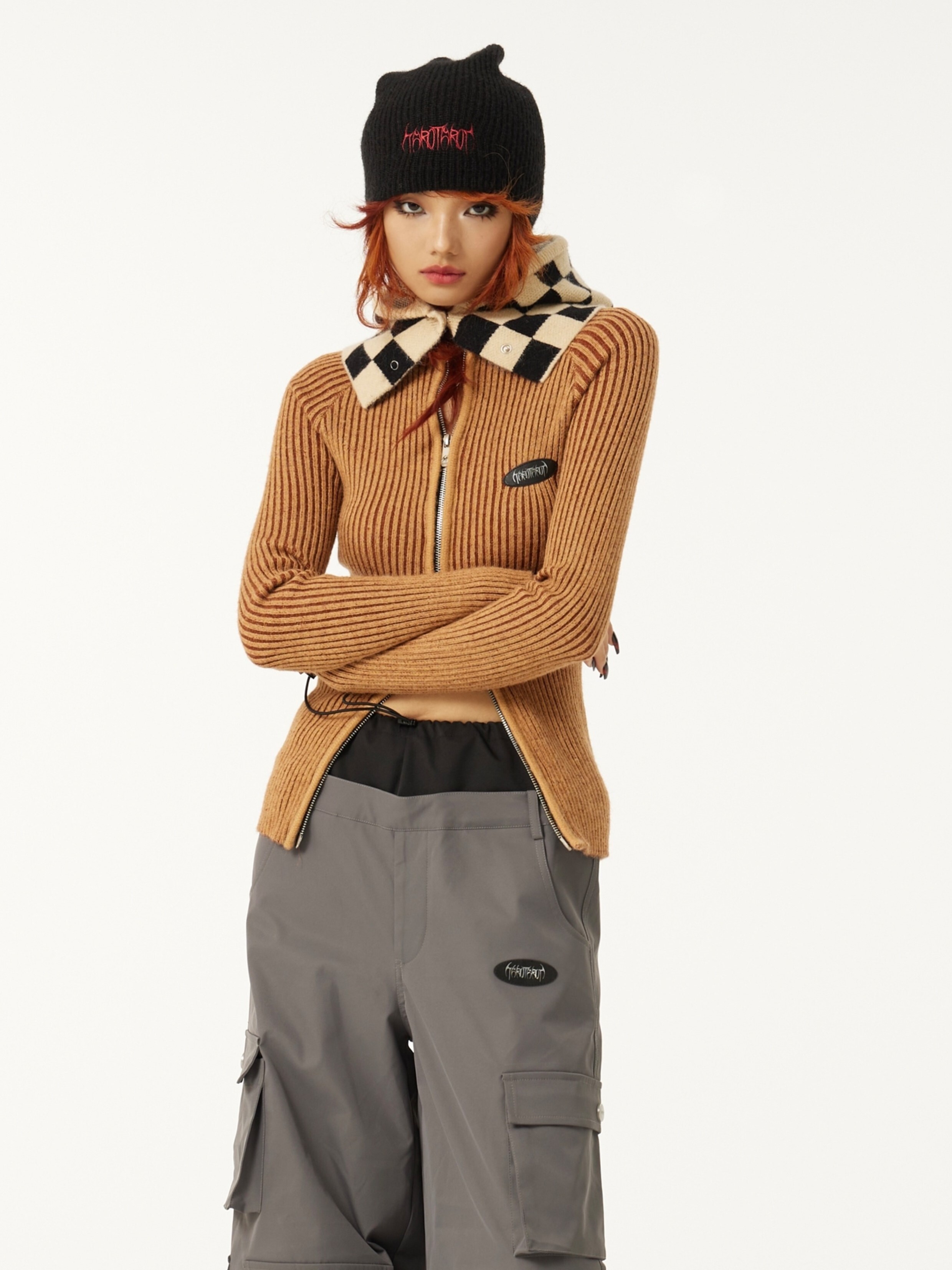 TAROTAROT 紅色刺繡Logo 黑色針織冷帽