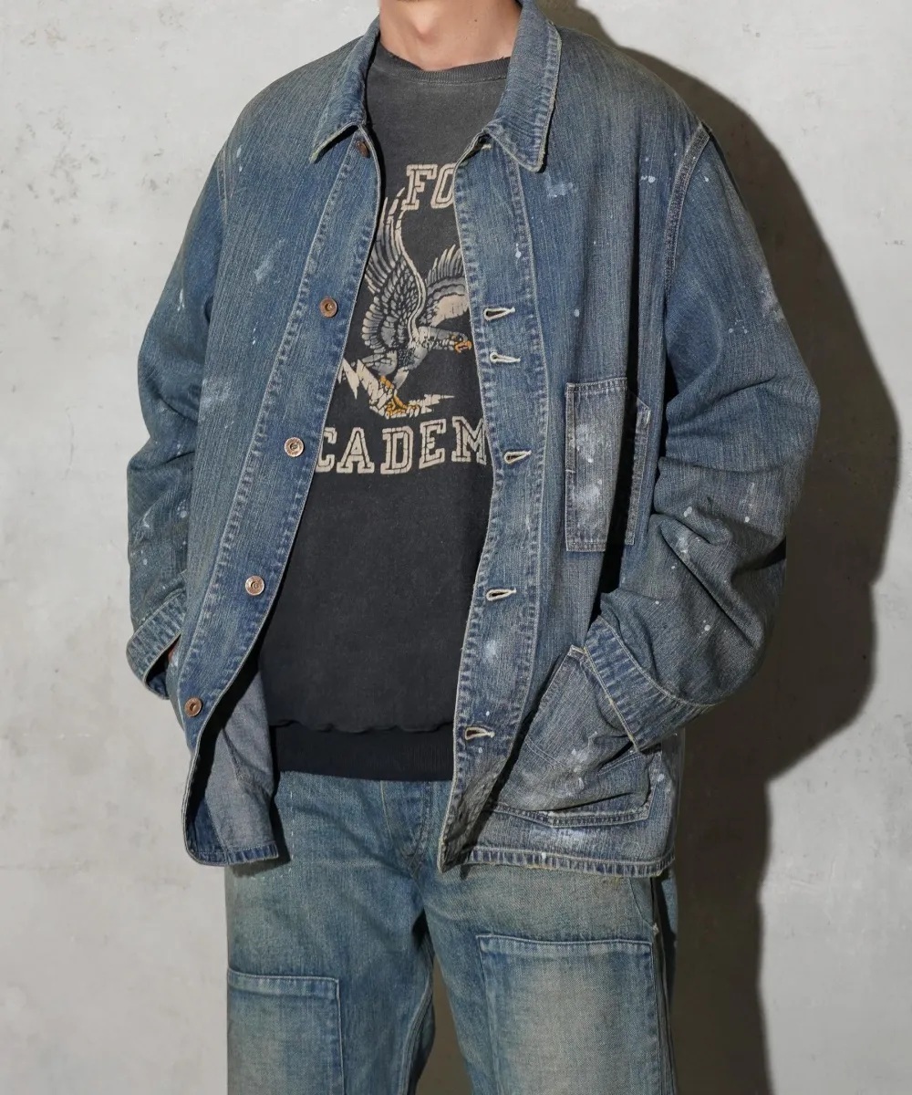 ON SALE: BOWWOW PAINT-STAINED ENGINEER'S COVERALL - AGED INDIGO PRE ORDER ITEM (預訂中)