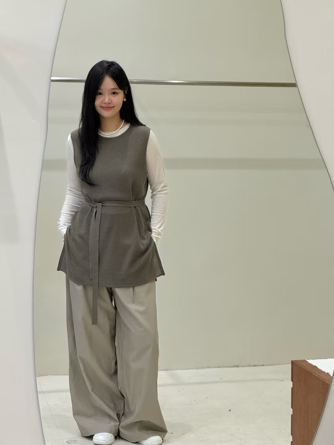 ABB5029 洞洞針織領巾背心