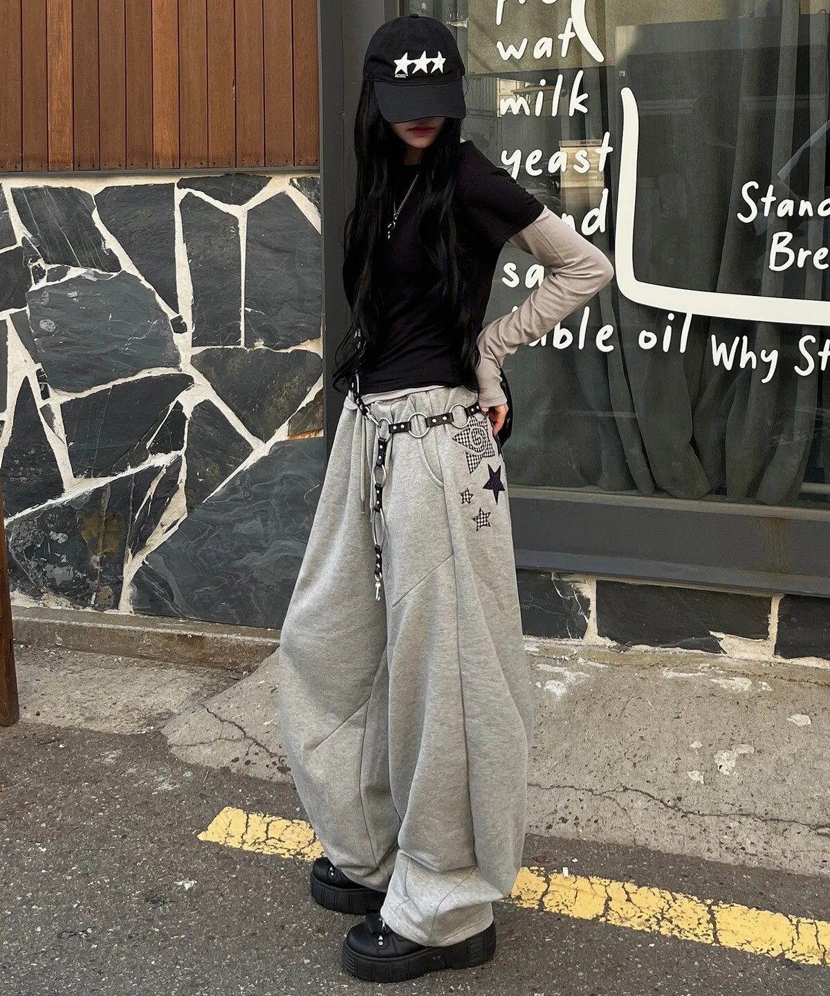 chicks - two stars pants (grey)