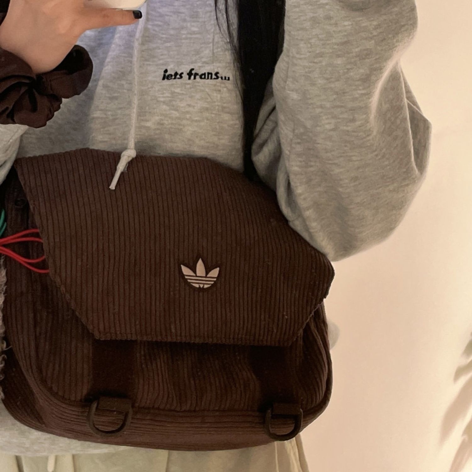 韓國限定 adidas Originals NEXT Corduroy Messenger Bag 燈芯絨 美拉德棕色 IQ3519