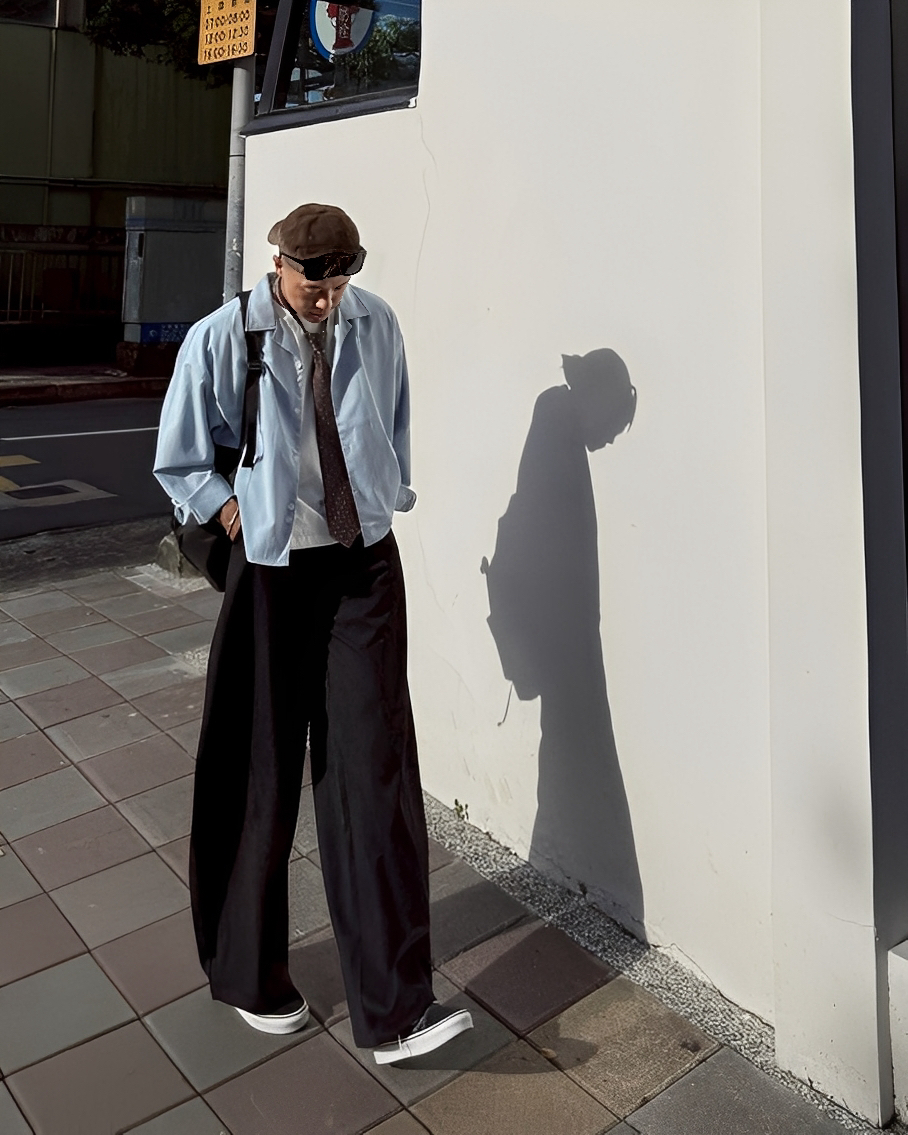 BOXY 古巴領 紋理 涼感 寬短 襯衫