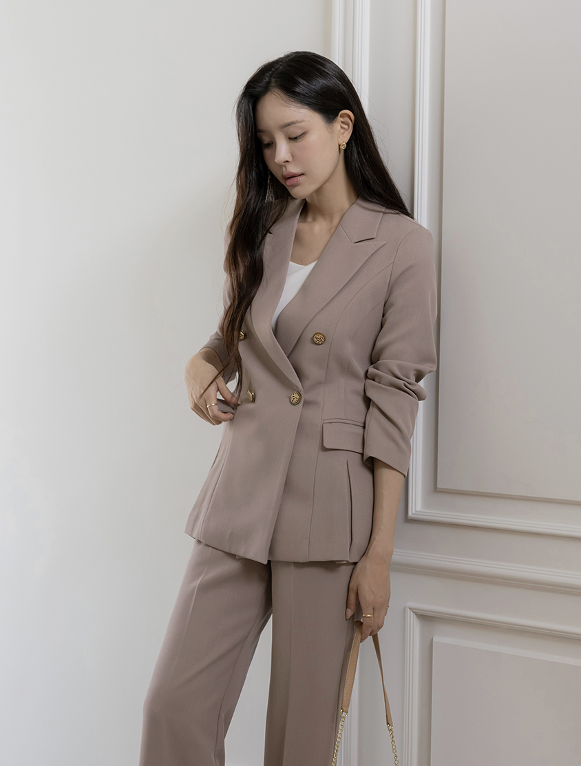 Jordyn 俐落下襬雙褶線套裝西裝外套 [ 4色 / S,M,L ]