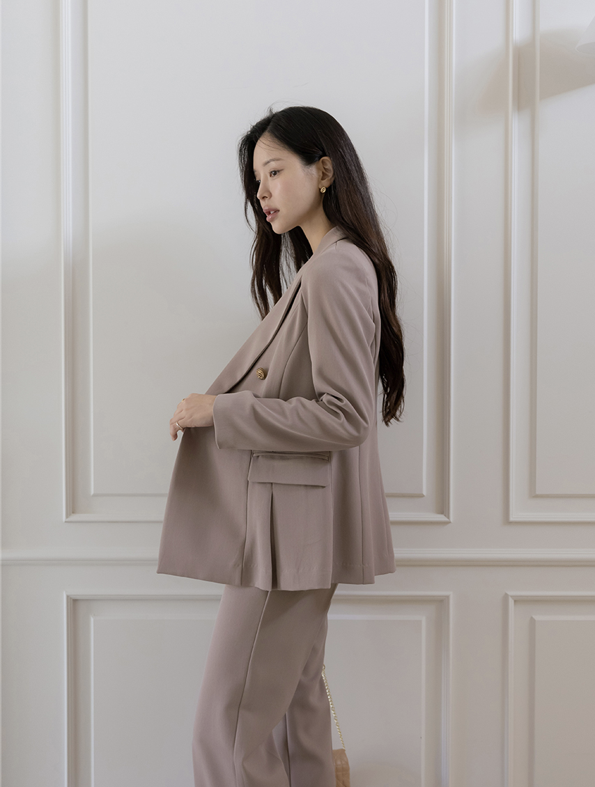 Jordyn 俐落下襬雙褶線套裝西裝外套 [ 4色 / S,M,L ]