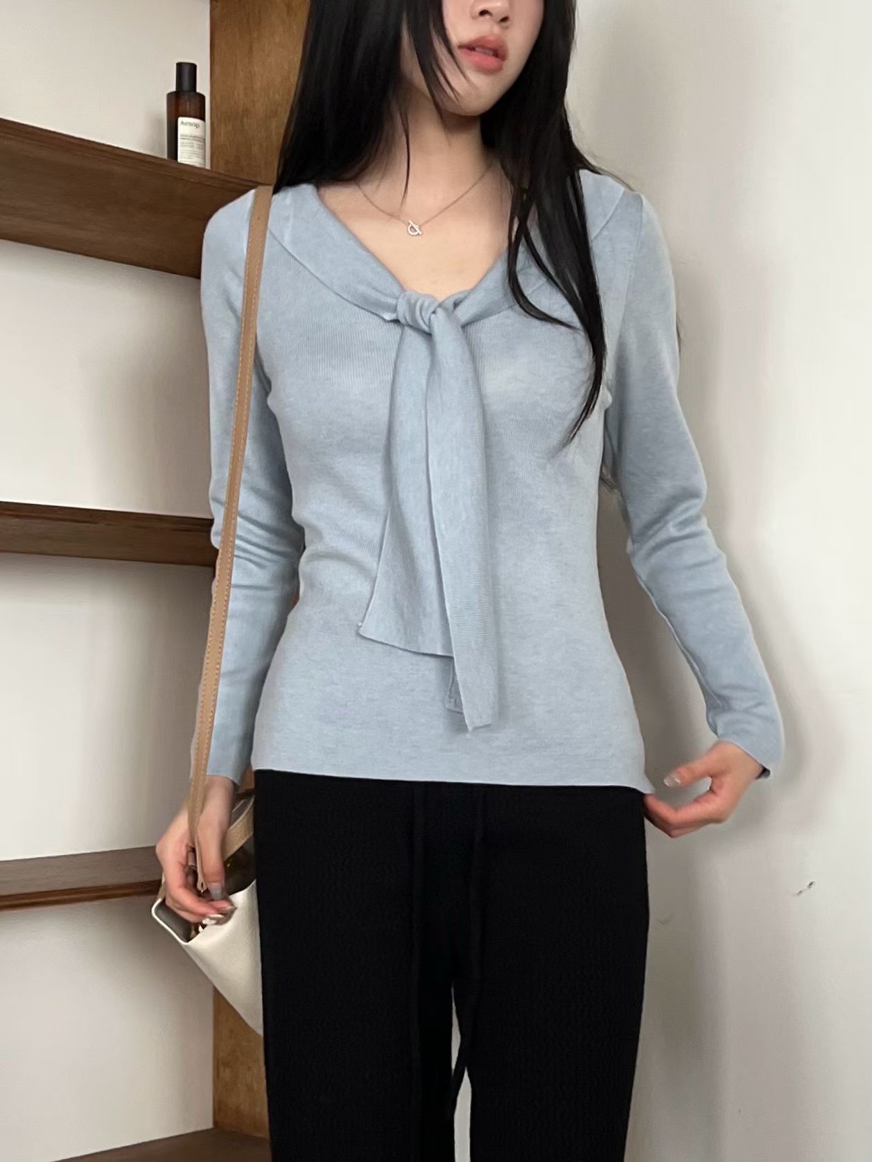 Erin 純色領結上衣 [ 5色 / Free ]