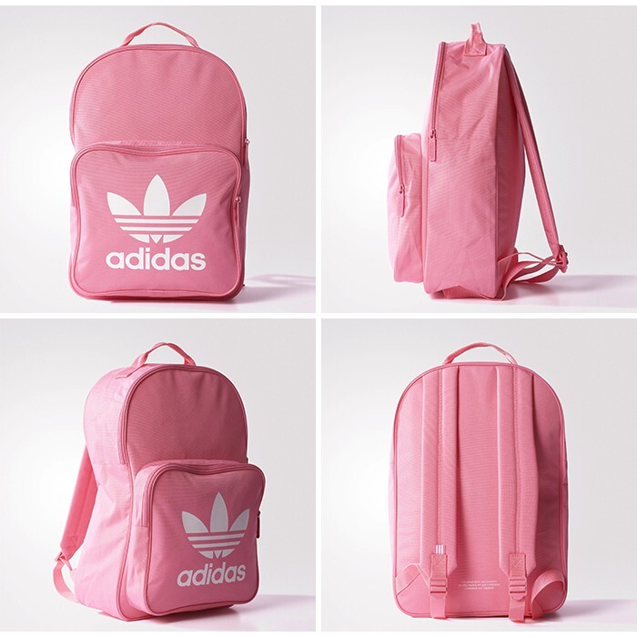 【出清】Adidas Originals Trefoil 後背包｜白粉配色 粉紅大LOGO｜三葉草書包 BK6725