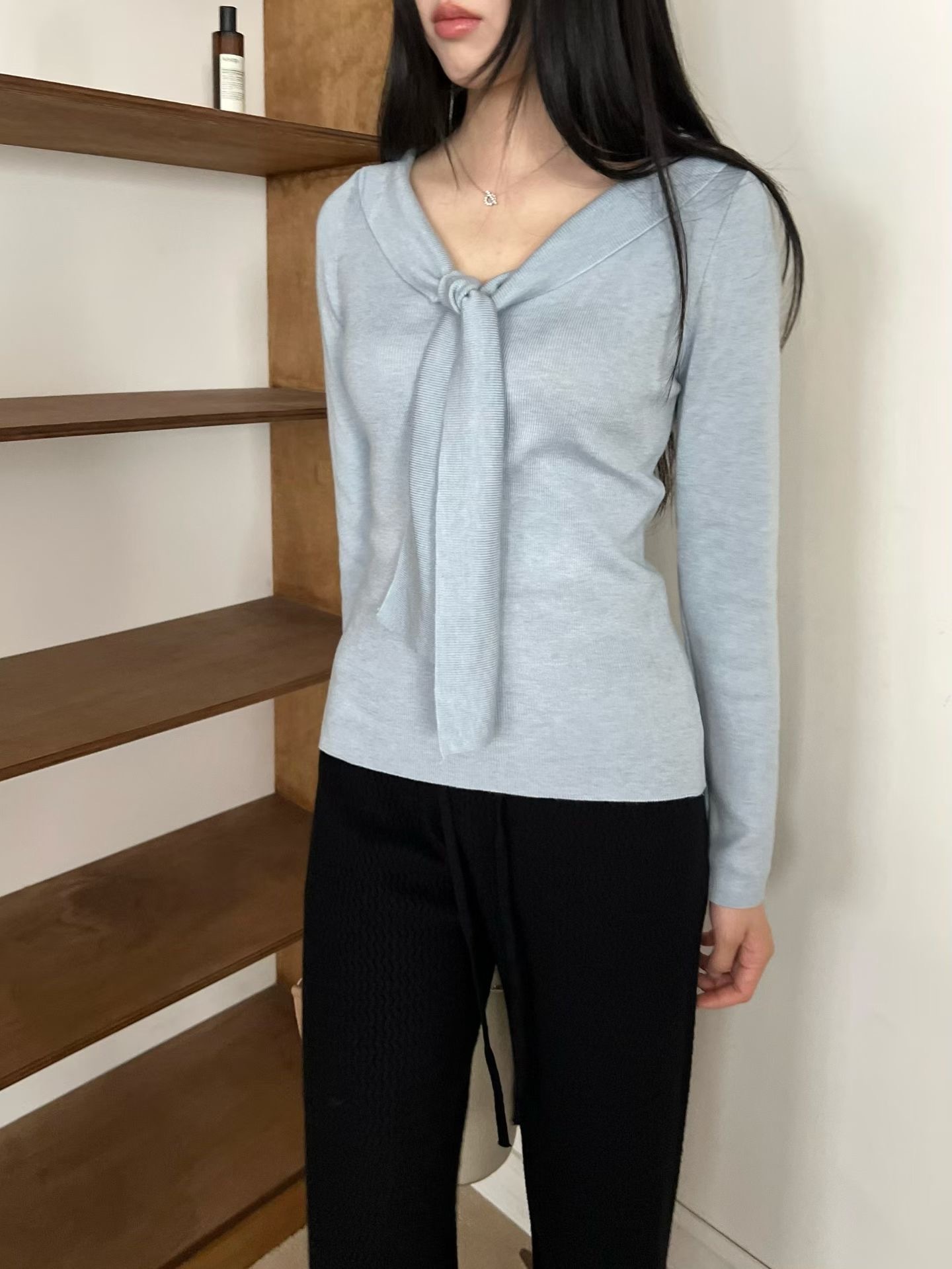 Erin 純色領結上衣 [ 5色 / Free ]