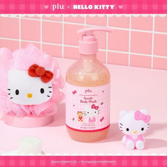 《olive young 連線》plu x hello kitty scrub Body wash 500ml