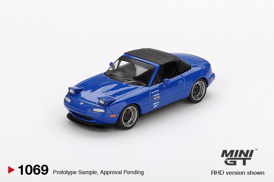 Mini GT 1/64 萬事得 Mazda Miata MX-5 (NA) 改裝版 深藍色 左軚