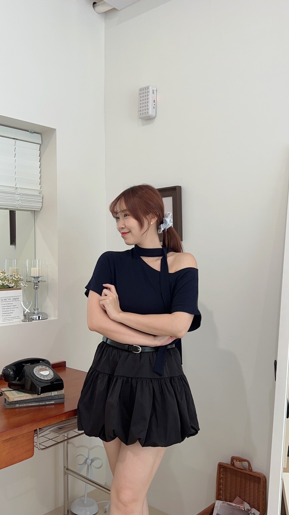 斜肩歐膩慵懶上衣 3colors