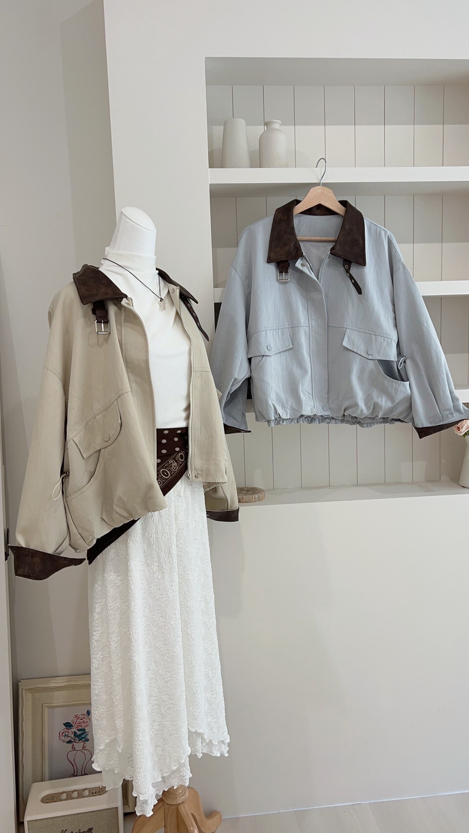 拼接水洗棉外套 2colors