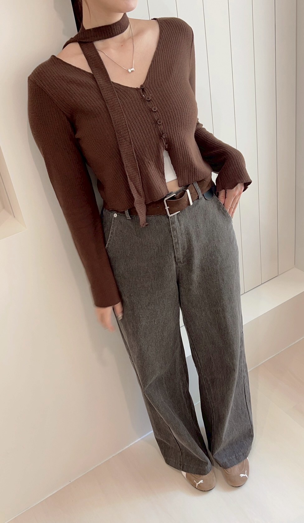 秋日直腿神褲後鬆緊 附贈皮帶 S-L 2colors