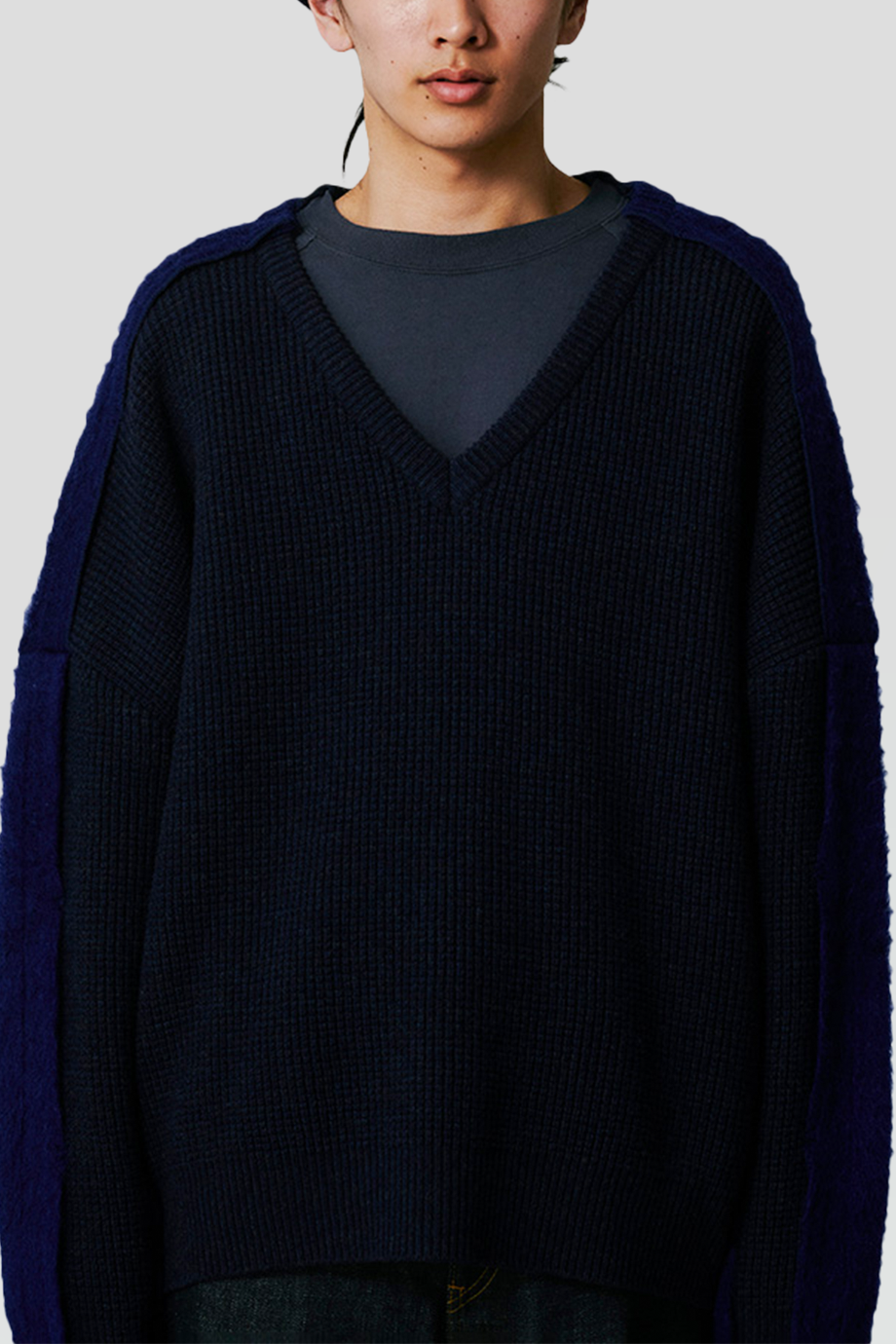 FACETASM｜TWO-TONE 雙色異材質拼接針織衫