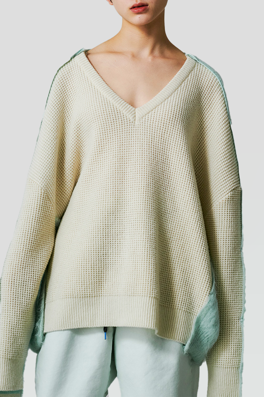 FACETASM｜TWO-TONE 雙色異材質拼接針織衫