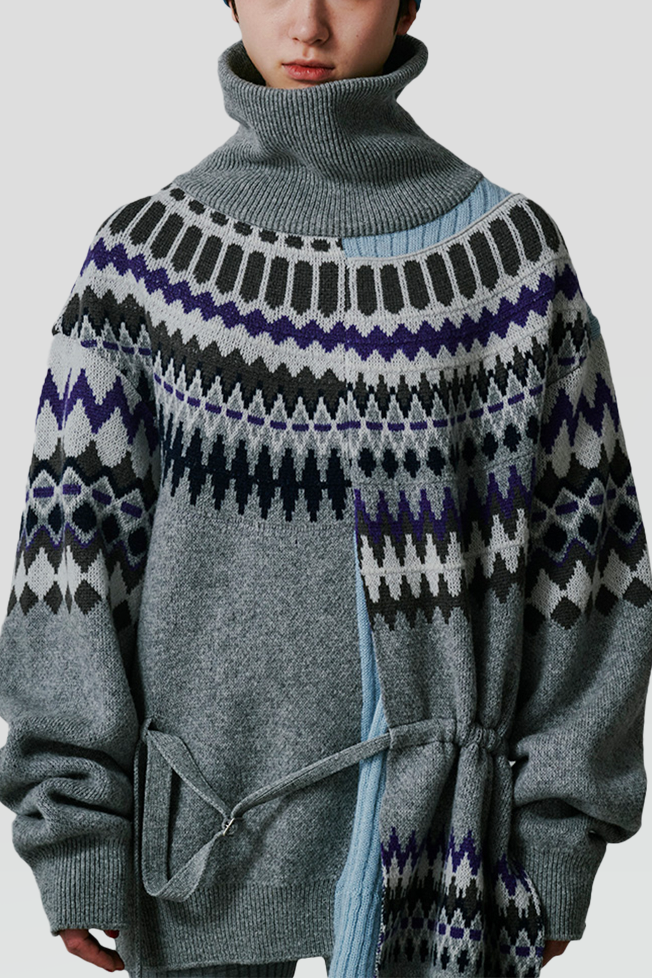 FACETASM｜NORDIC 高領北歐圖案拼接針織衫