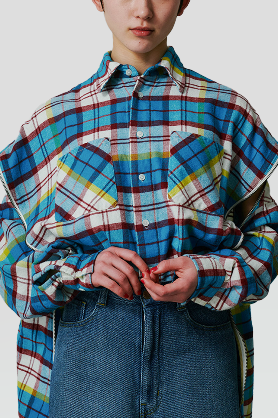 FACETASM｜CHECK 格紋拉鏈拼接襯衫