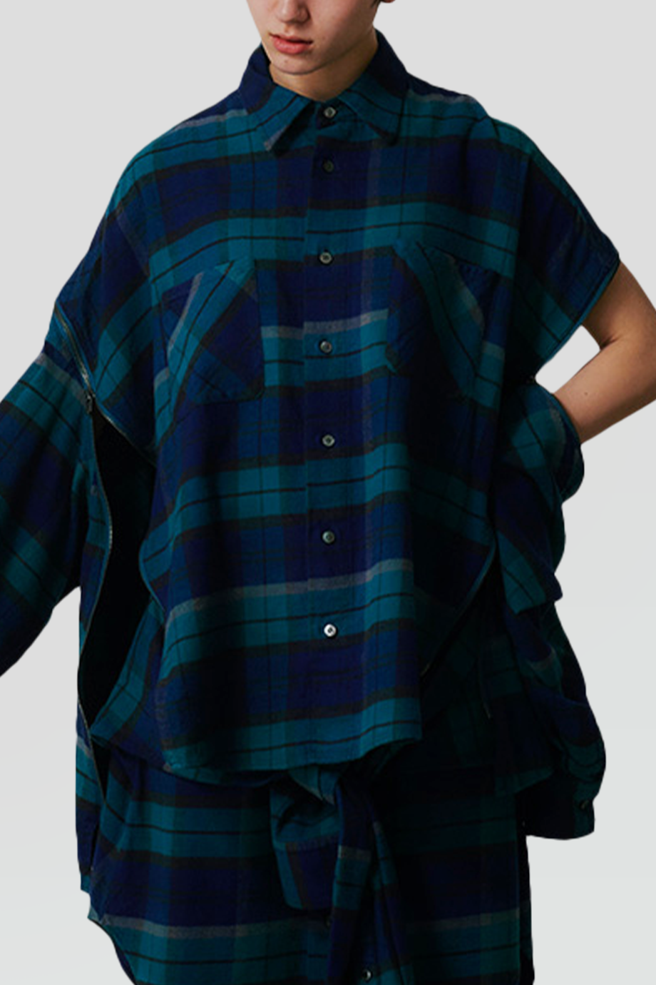 FACETASM｜CHECK 格紋拉鏈拼接襯衫