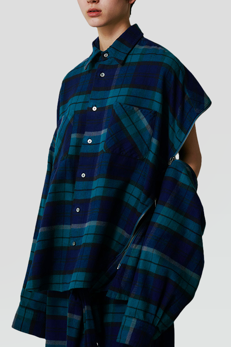 FACETASM｜CHECK 格紋拉鏈拼接襯衫