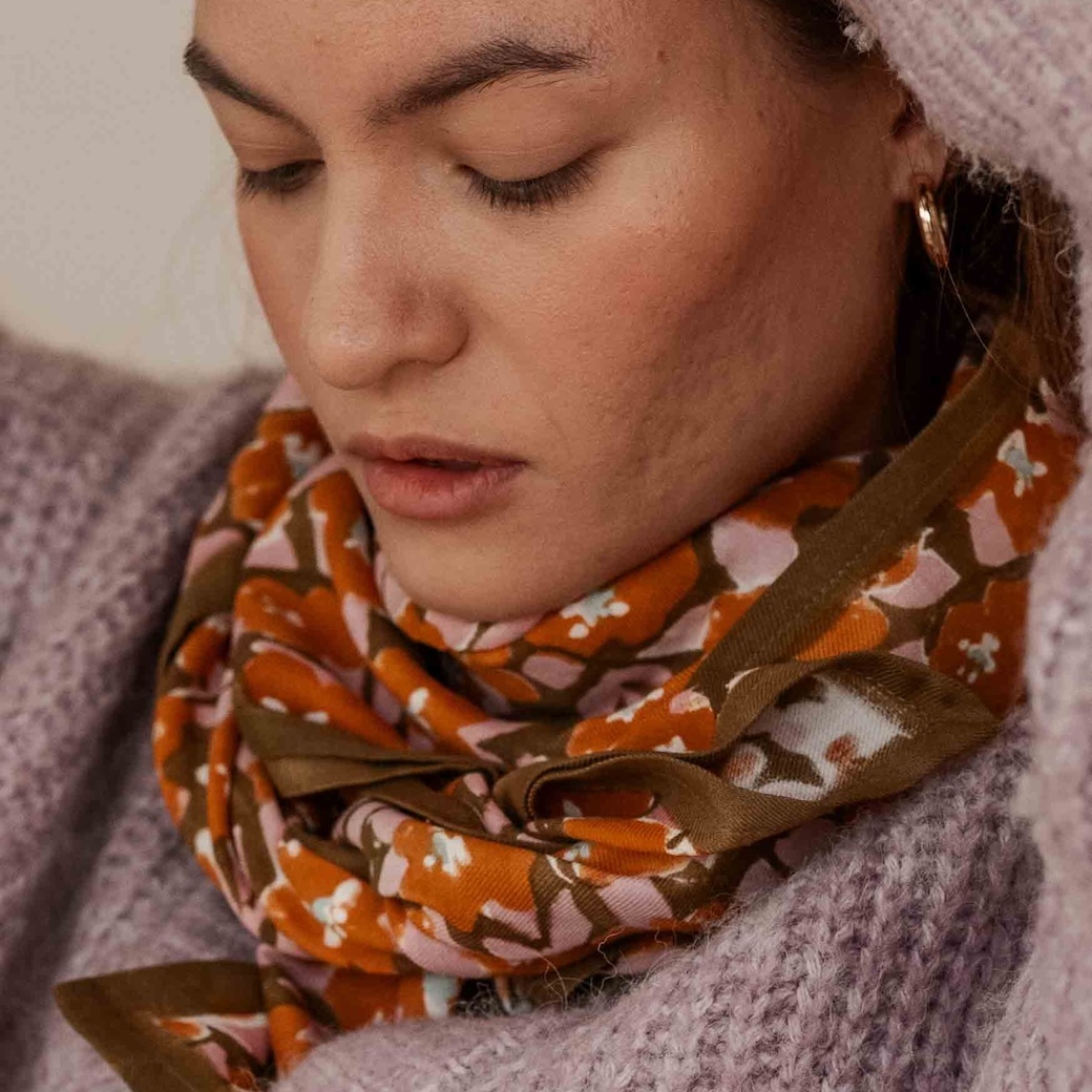 波絲甜肉桂橘棕 | 領巾