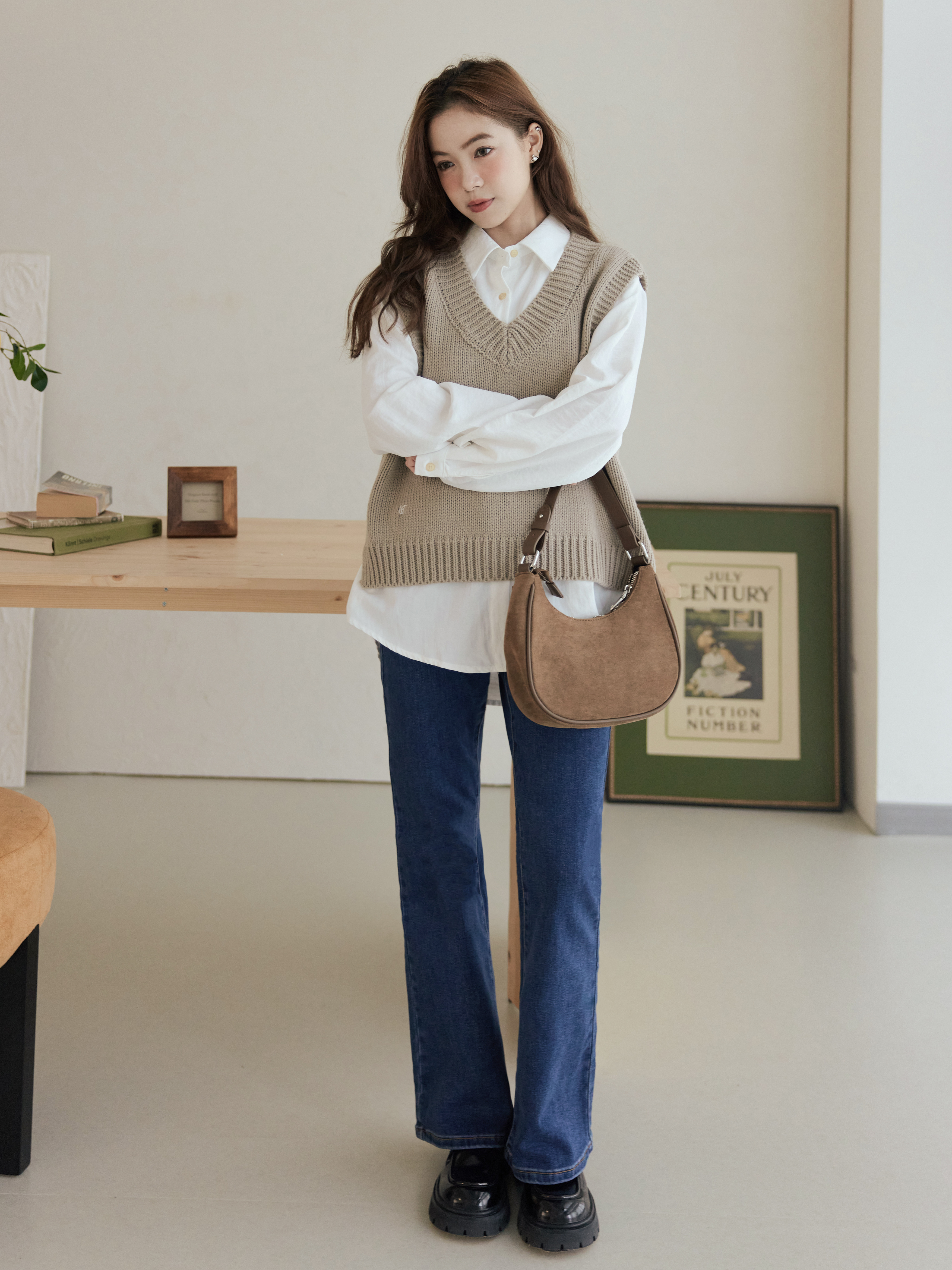 自訂 刺繡小開衩針織背心