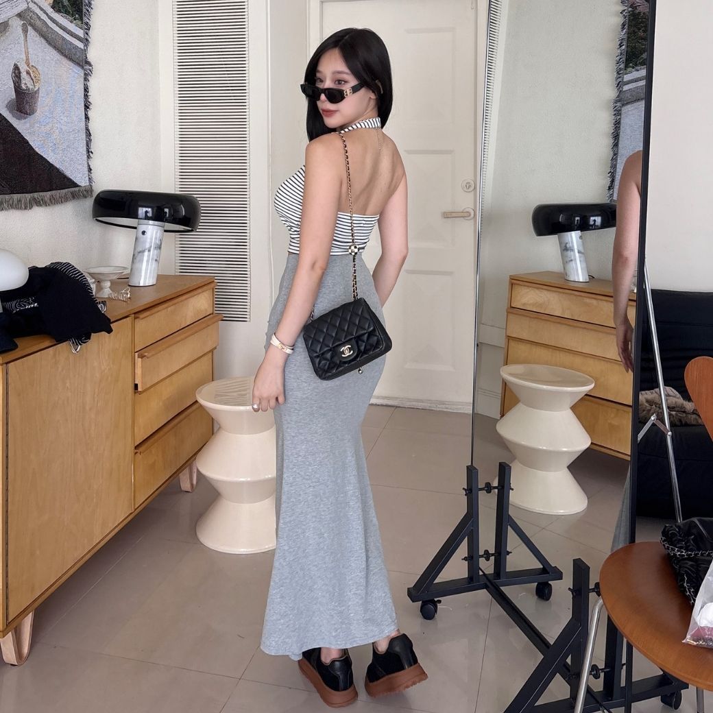 【DOMISS自訂】韓國原版1:1 莫代棉包臀魚尾裙 顯瘦裙子 優雅長裙 包臀裙 裙子女 (現貨)