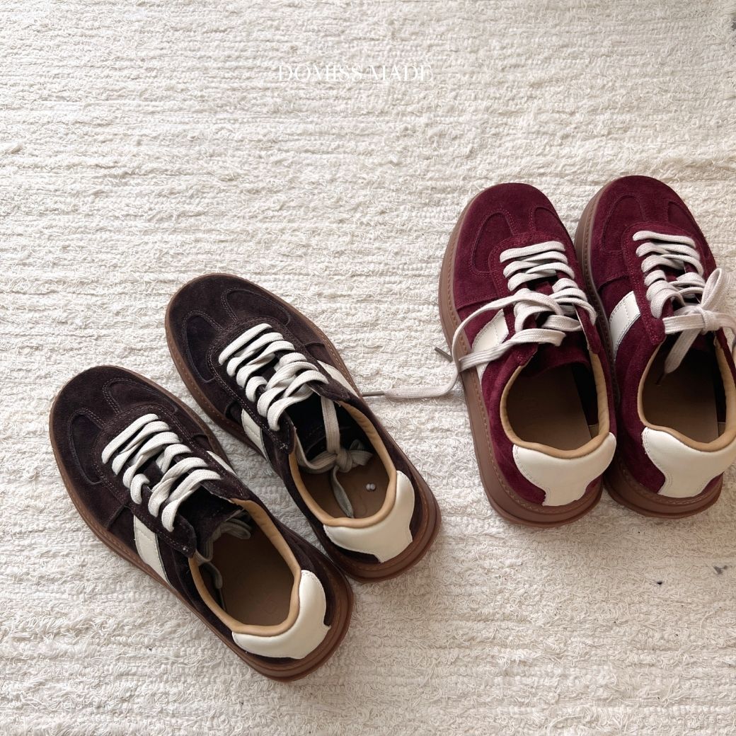 【復古德訓鞋】DOMISS 軟Q皮革! 好穿質感麂皮布鞋 厚底顯腿長 x 網紅同款-3色