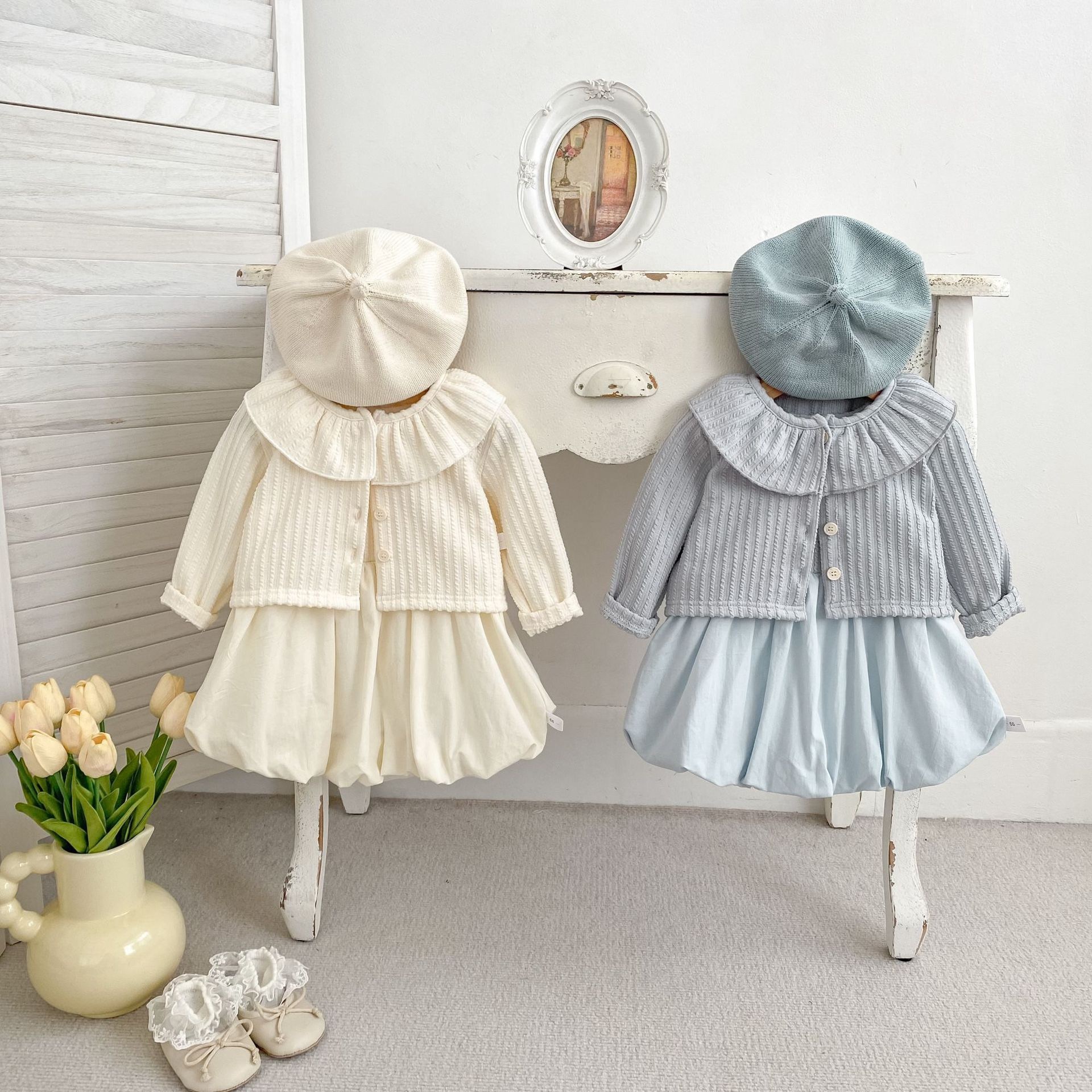 兩色溫柔背心包屁裙+外套